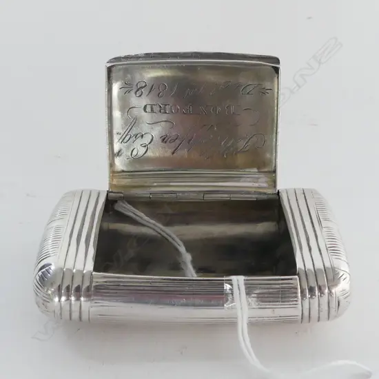 George III SILVER SNUFF BOX Birmingham 1813 reeded decoration 42gms