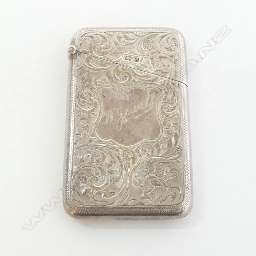 Birmingham 1906 SILVER EGRAVED CARD CASE H.80mm Image 1++