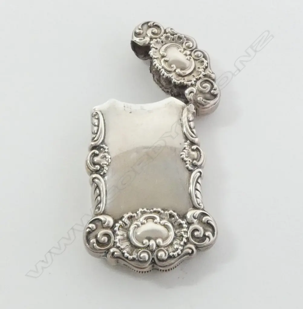'STERLING' embossed SILVER LGE VESTA EMBOSSED fancy borders L.75mm. striker to base Image 1++