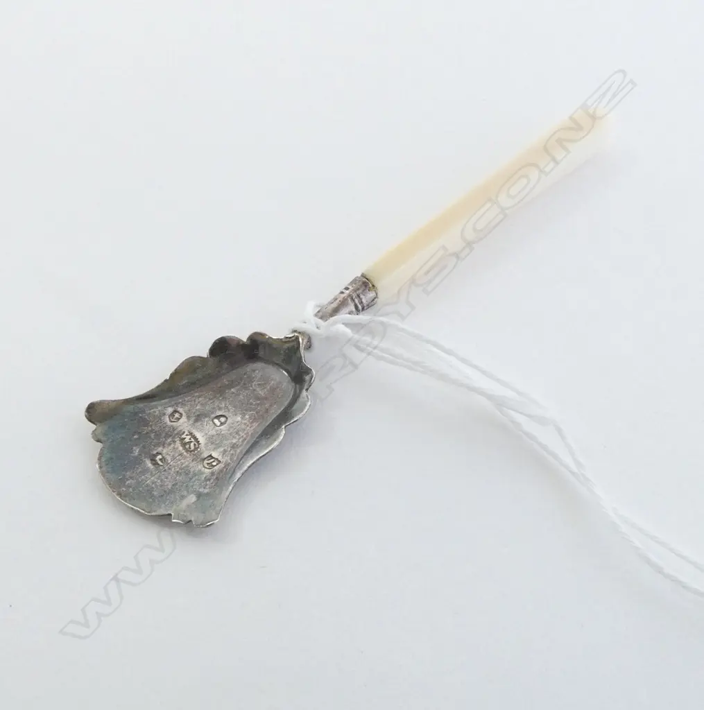 GEORGE IV SILVER small SUGAR SHOVEL SPOON marine ivory handle Birmingham 1826 Image 1++