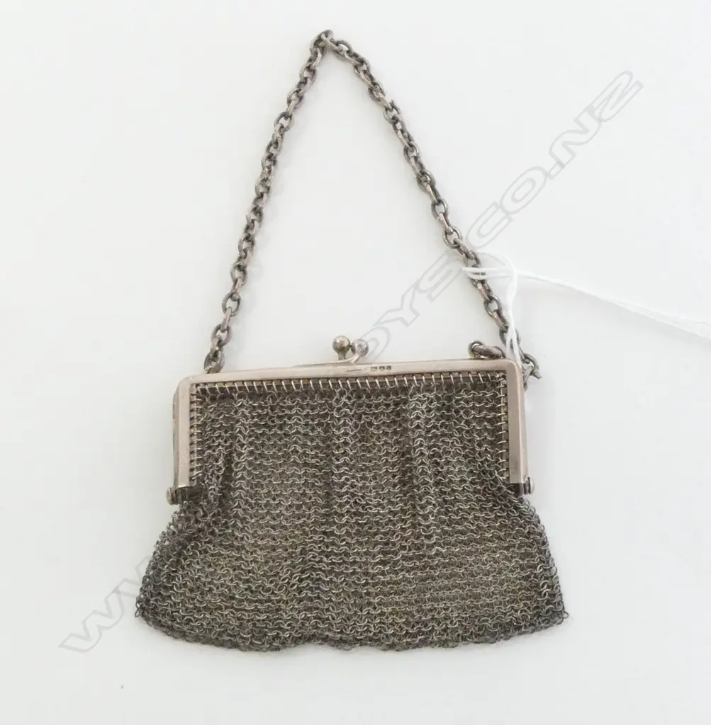 VICTORIAN Birmingham 1893 SILVER MESH SMALL PURSE Image 1++