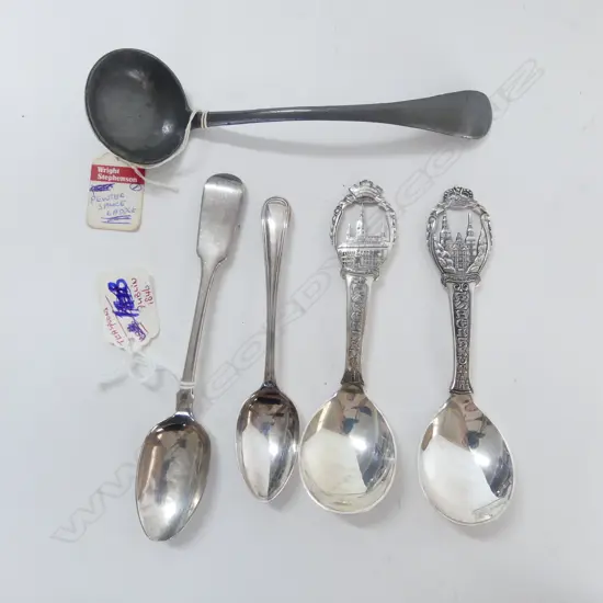 4 STERLING SILVER SPOONS: 100gms + ANTIQUE PEWTER LADLE
