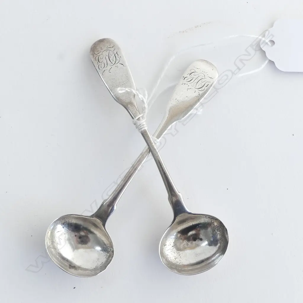 PR GEORGE IV SILVER SALT SPOONS. London 1830  Image 1++