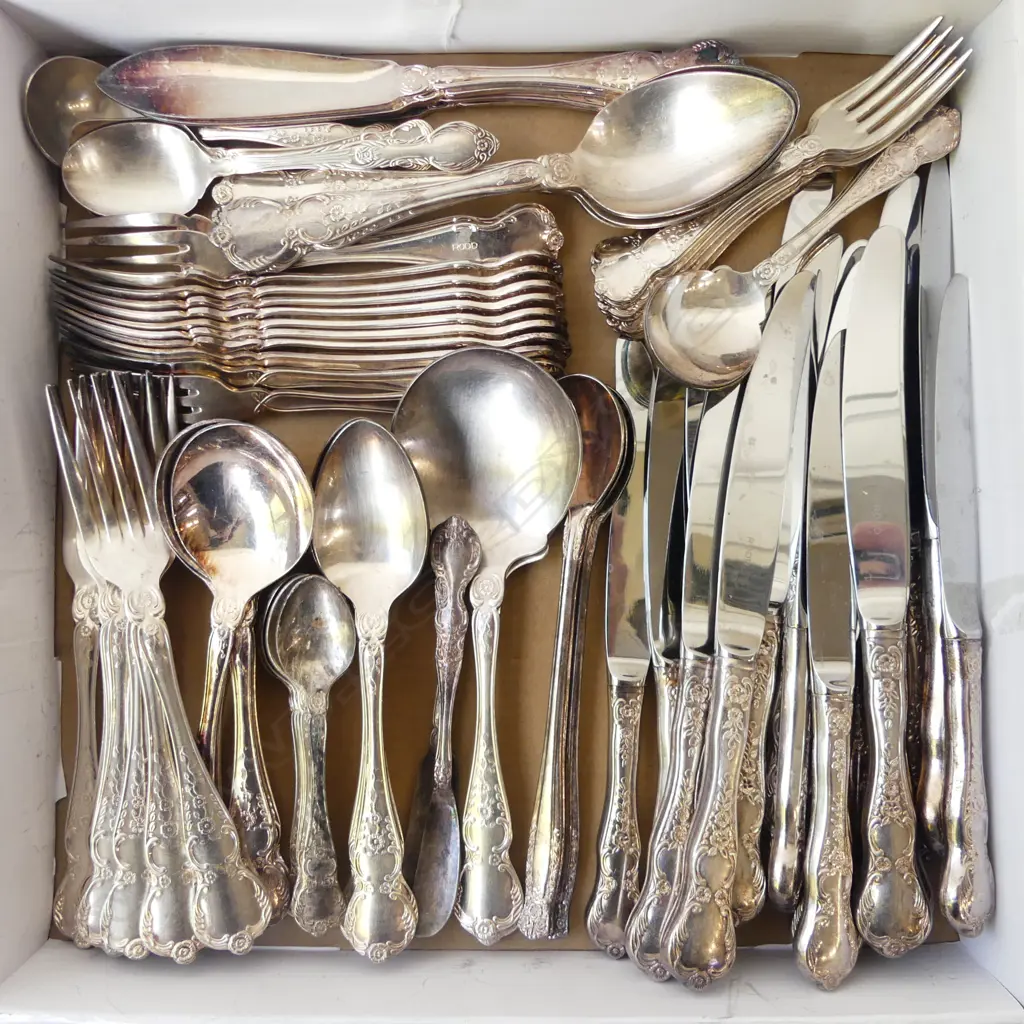 RODD CAMILLE PATTERN FULL SET DOUBLE STRUCK SILVER PLATE CUTLERY INCLUDES FISH KNIVES/FORKS Image 1++