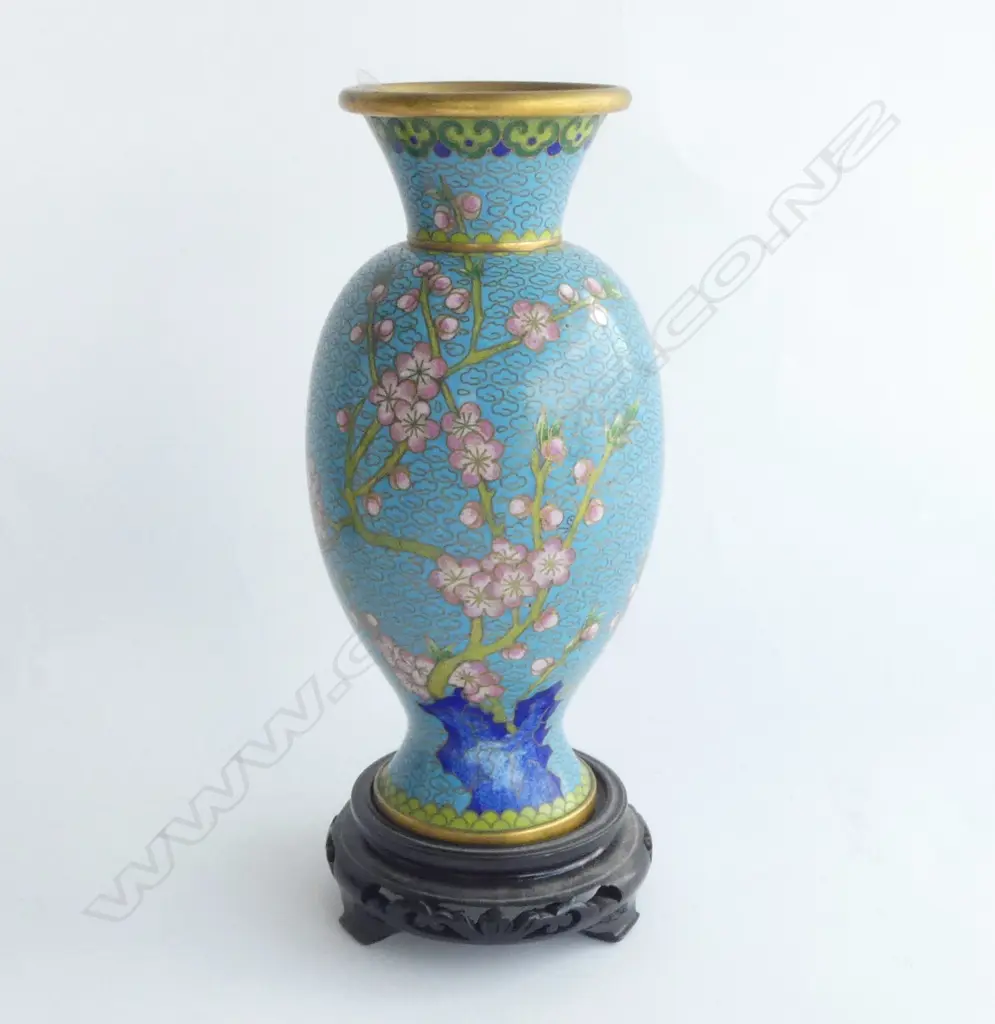 CLOISONNE VASE ON STAND H.250mm (including stand) Image 1++