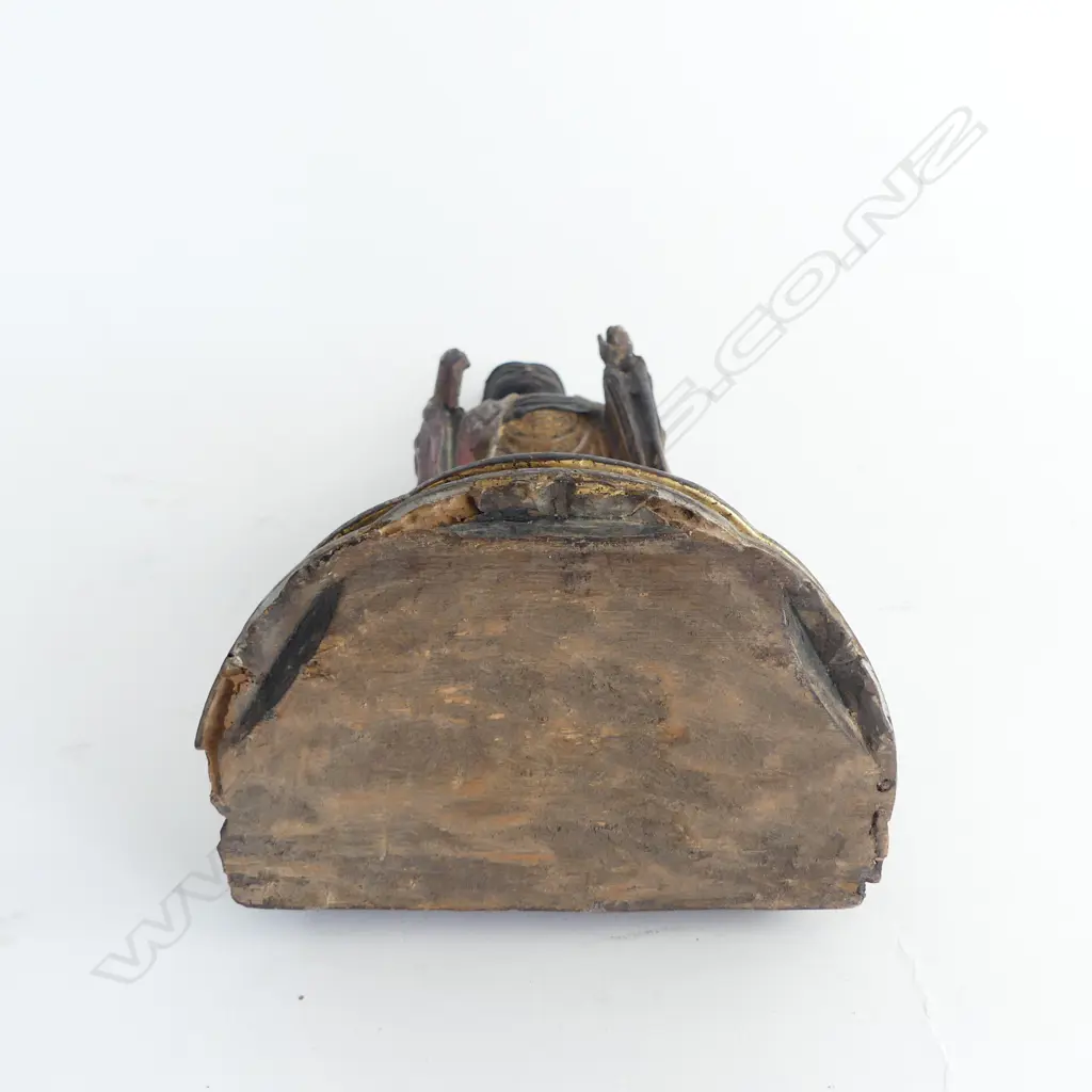 OLD ORIENTAL CARVED WOODEN FIGURE H.285mm Image 1++