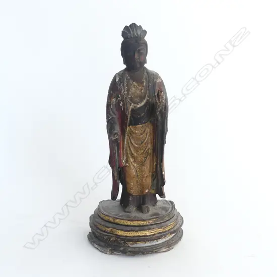 OLD ORIENTAL CARVED WOODEN FIGURE H.285mm