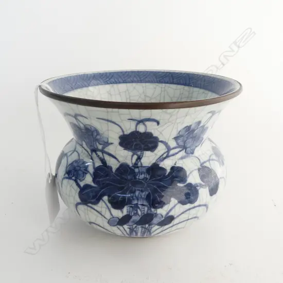 B/W CRACKLE GLAZE VASE H.105mm