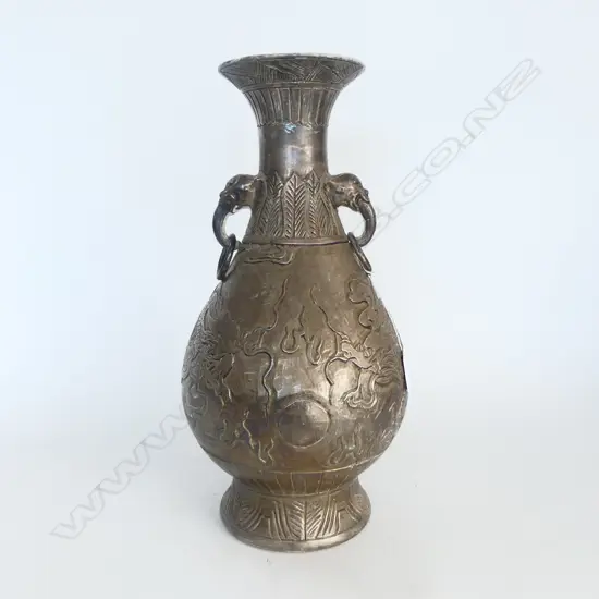 CHINESE METAL DRAGON VASE H.390mm