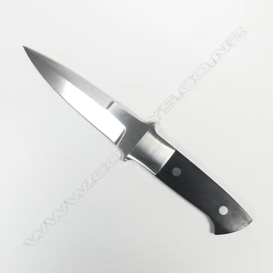 HANDCRAFTED CUSTOM REDDIEX WOOD HANDLED FINISHING KNIFE. LEATHER SHEATH. L.220mm