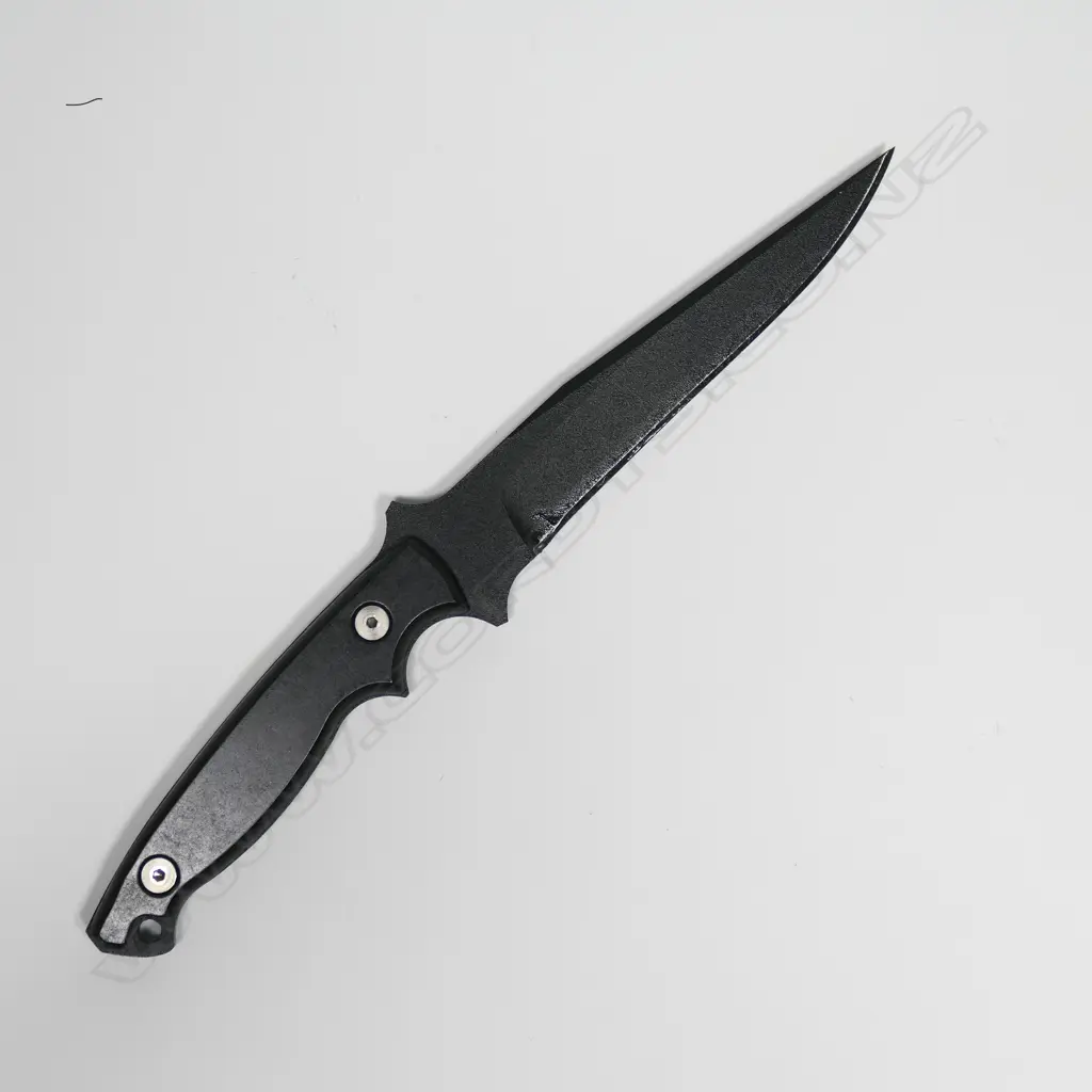 JOHN GRECO 'FIGHTER' KNIFE. BLACK COATED BLADE. L.265mm Image 1++