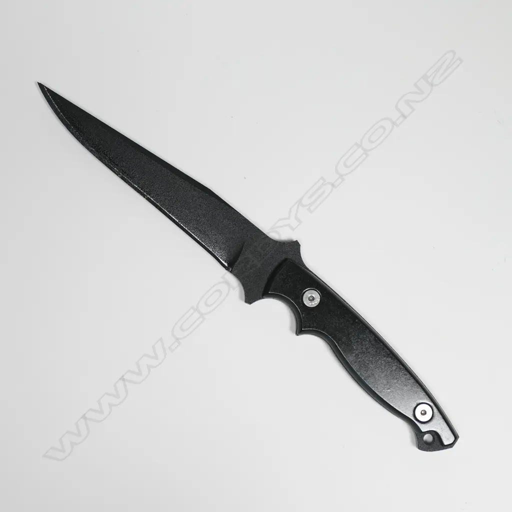 JOHN GRECO 'FIGHTER' KNIFE. BLACK COATED BLADE. L.265mm Image 1++