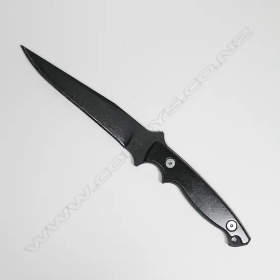 JOHN GRECO 'FIGHTER' KNIFE. BLACK COATED BLADE. L.265mm