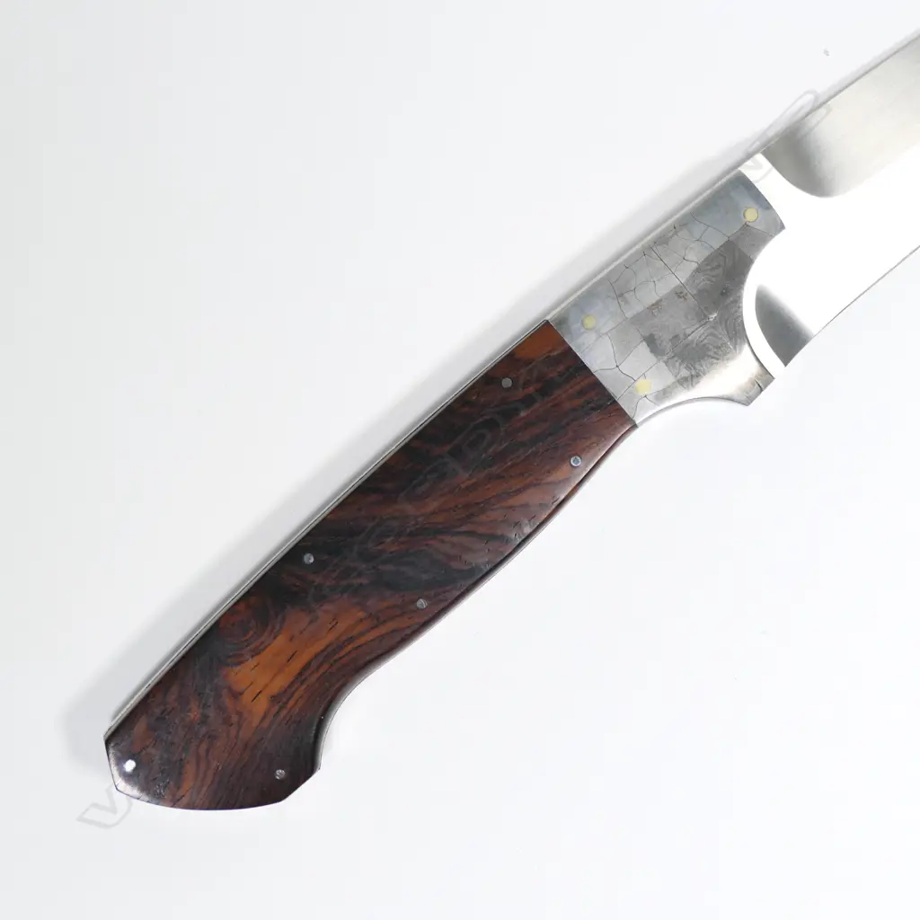 HANDCRAFTED CUSTOM BRENT E.SANDOW HUNTING KNIFE. WOOD HANDLE. L.355mm Image 1++