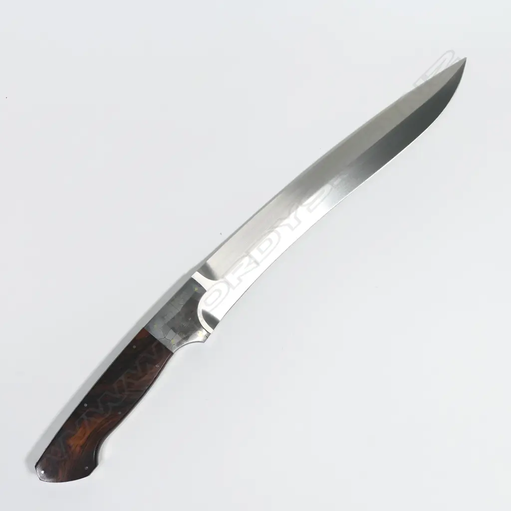 HANDCRAFTED CUSTOM BRENT E.SANDOW HUNTING KNIFE. WOOD HANDLE. L.355mm Image 1++