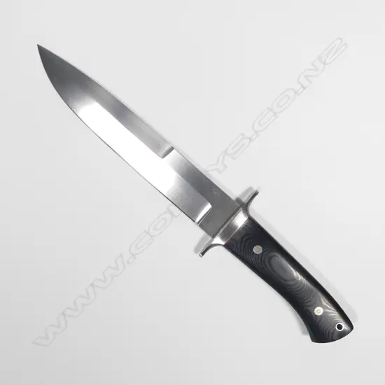 CUSTOM REDDIEX KNIFE.  MICARTA HANDLE. DETAILED RIVETS & RED STRIPE. L.320mm