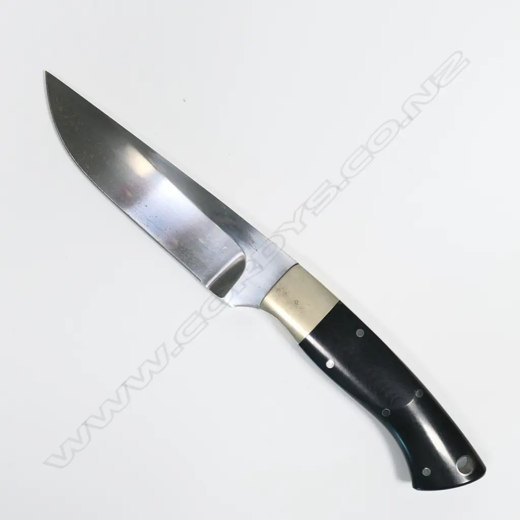 CUSTOM BRENT E.SANDOW HUNTING KNIFE. WOOD HANDLE. L.240mm Image 1++