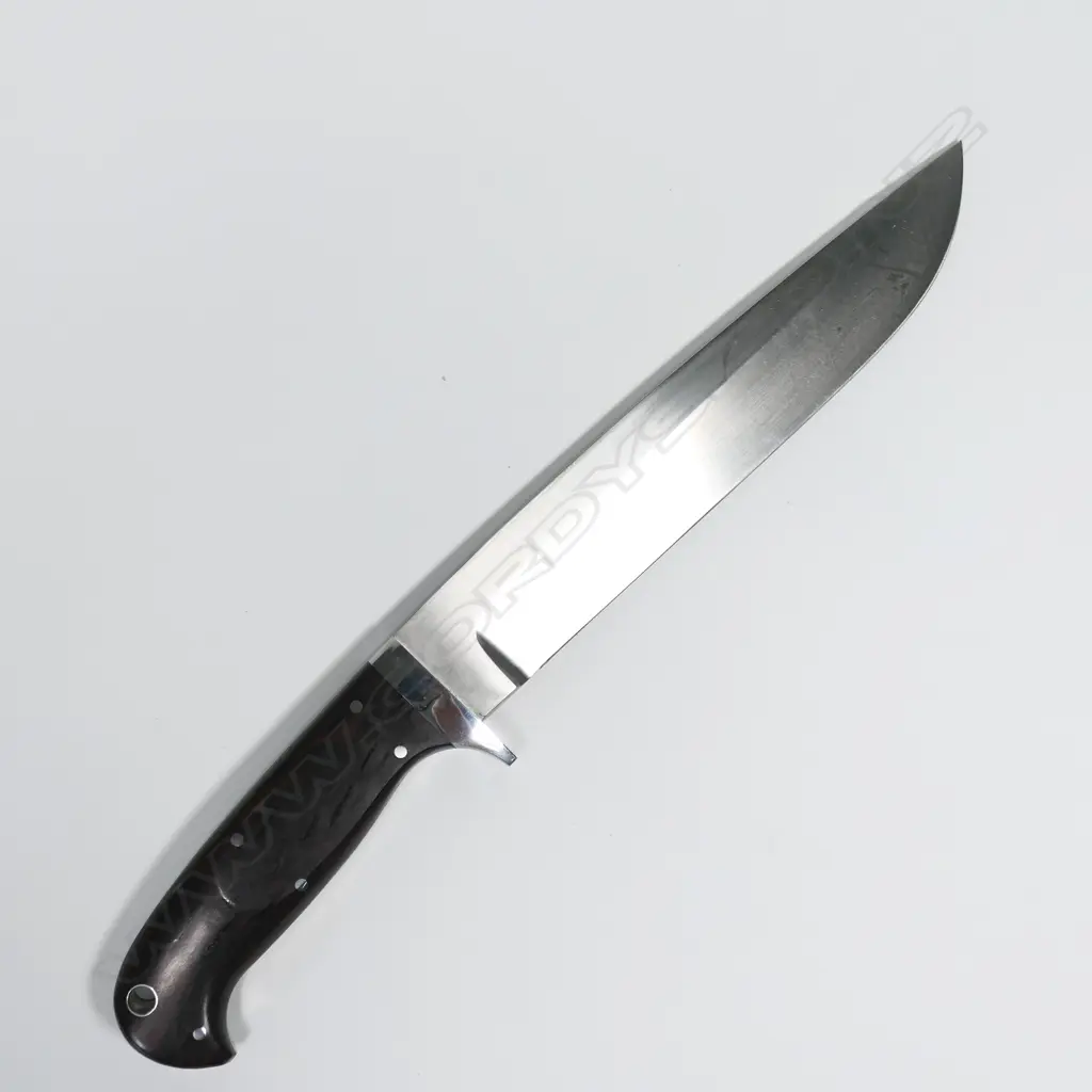 CUSTOM BRENT E.SANDOW HUNTING KNIFE. WOOD HANDLE. L.325mm Image 1++