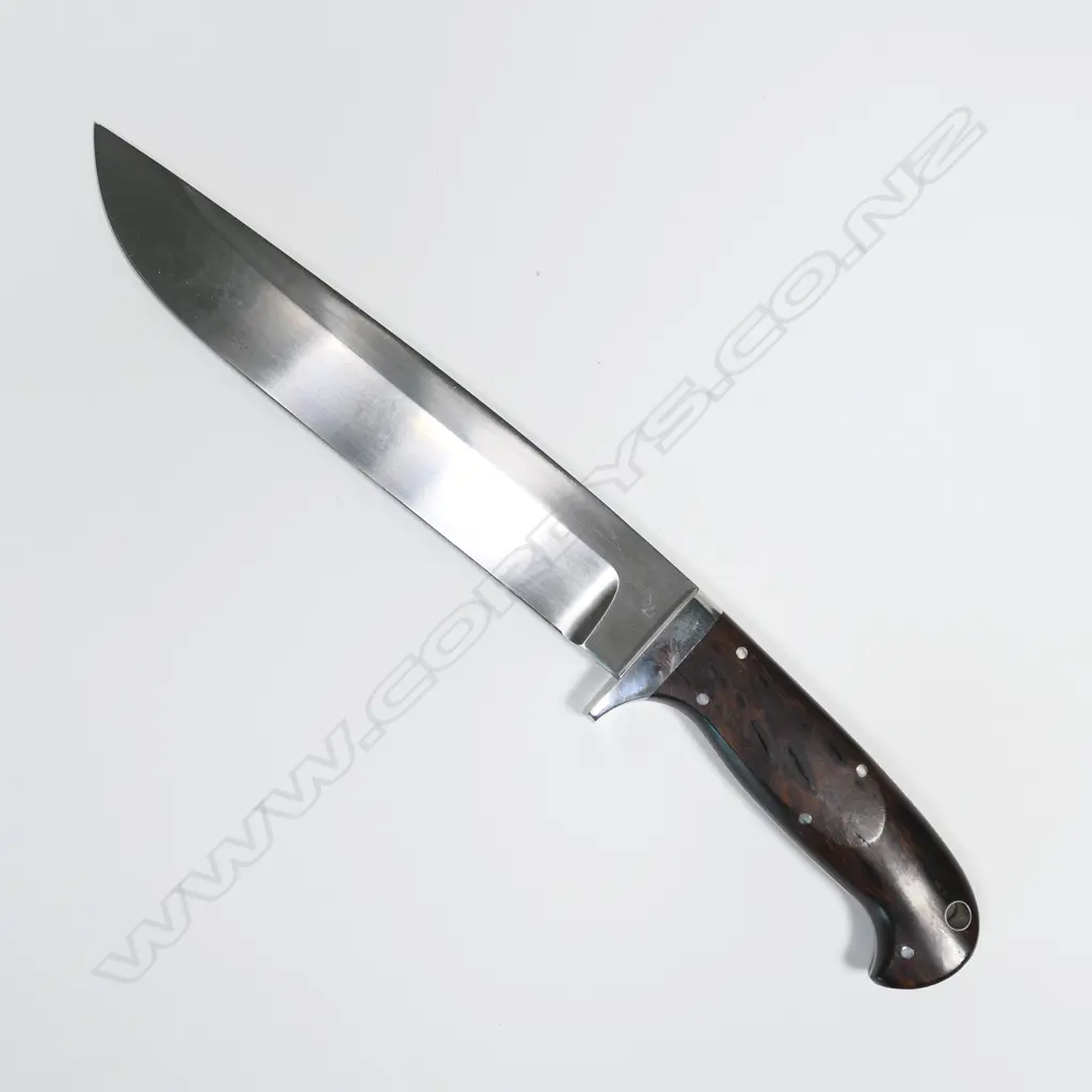 CUSTOM BRENT E.SANDOW HUNTING KNIFE. WOOD HANDLE. L.325mm Image 1++