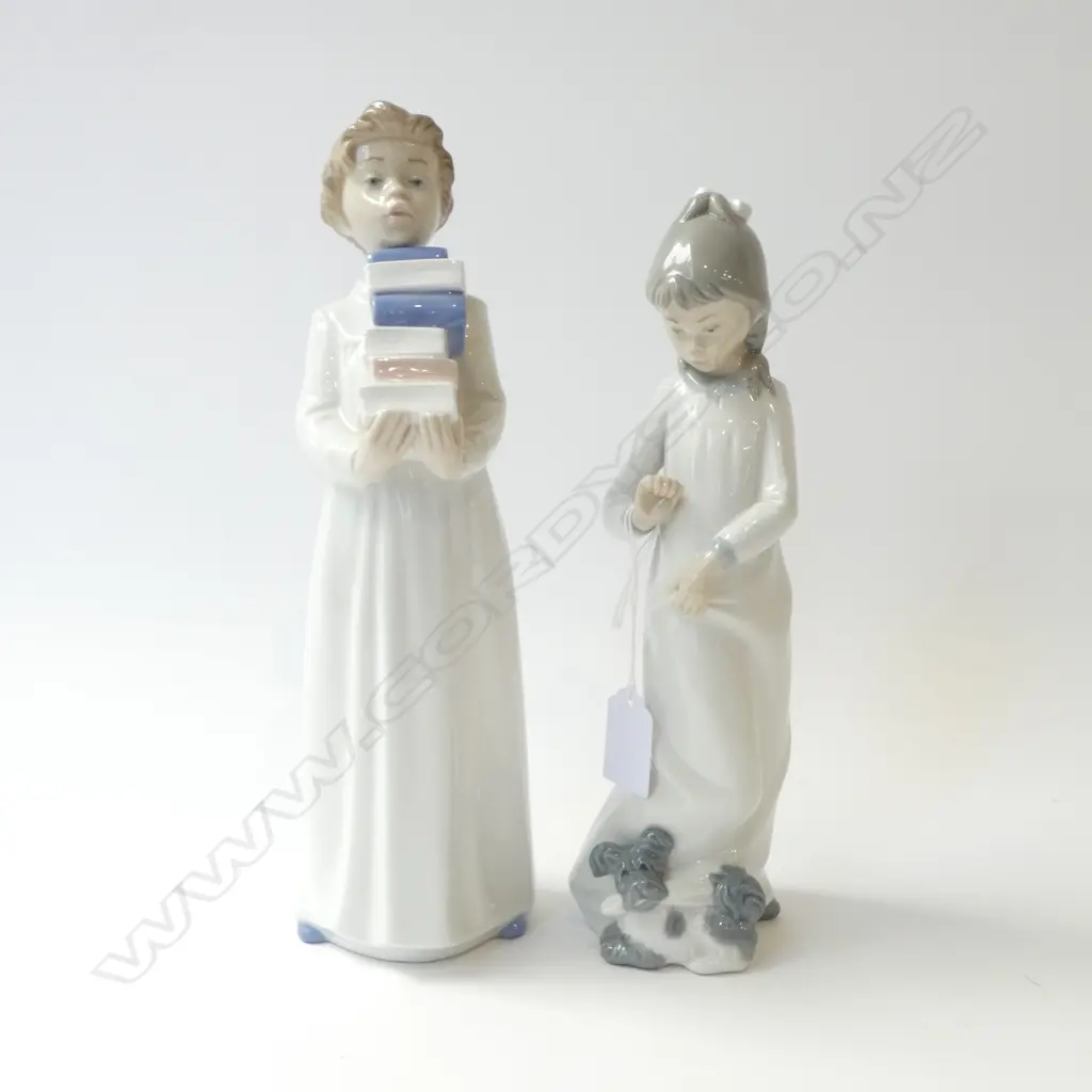 2 NAO FIGURINES; GIRL w. DOG, BOY w. BOOKS H.180mm Image 1++