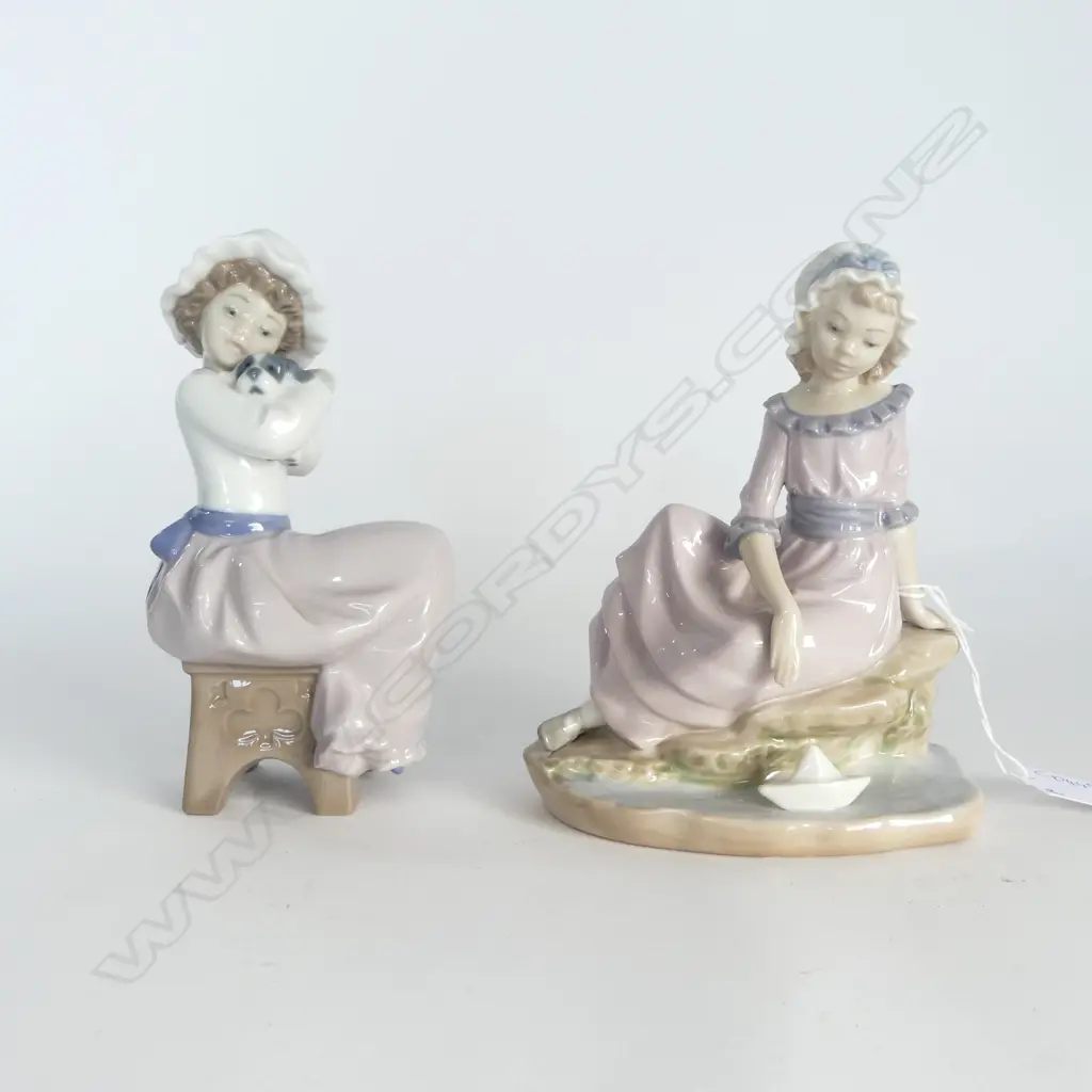 2 NAO FIGURINES; SEATED GIRLS H.165mm Image 1++