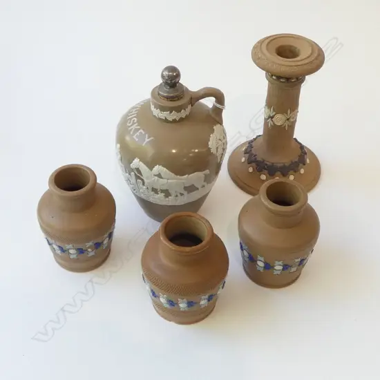 4 PCES DOULTON LAMBETH + WHISKEY BOTTLE H.170mm