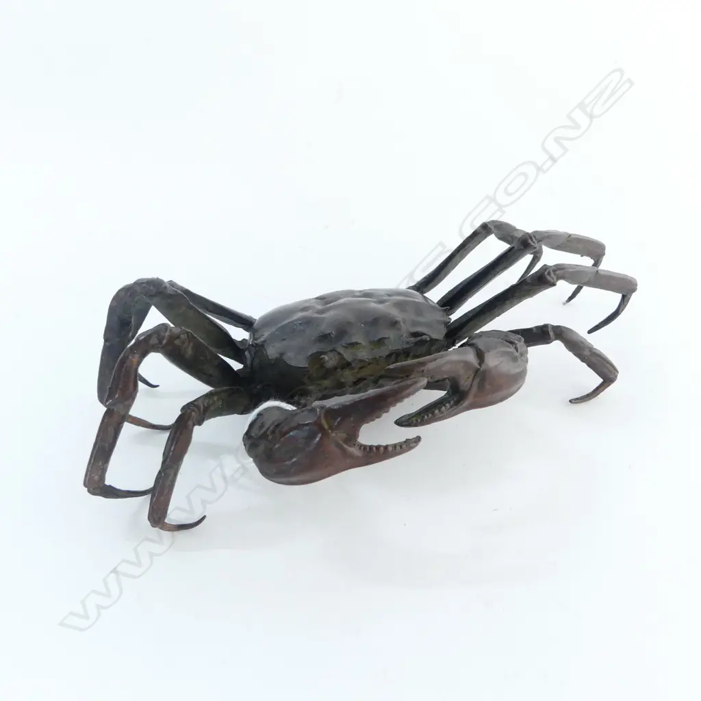 BRONZE CRAB W.150mm STAMPED SIGNATURE Image 1++