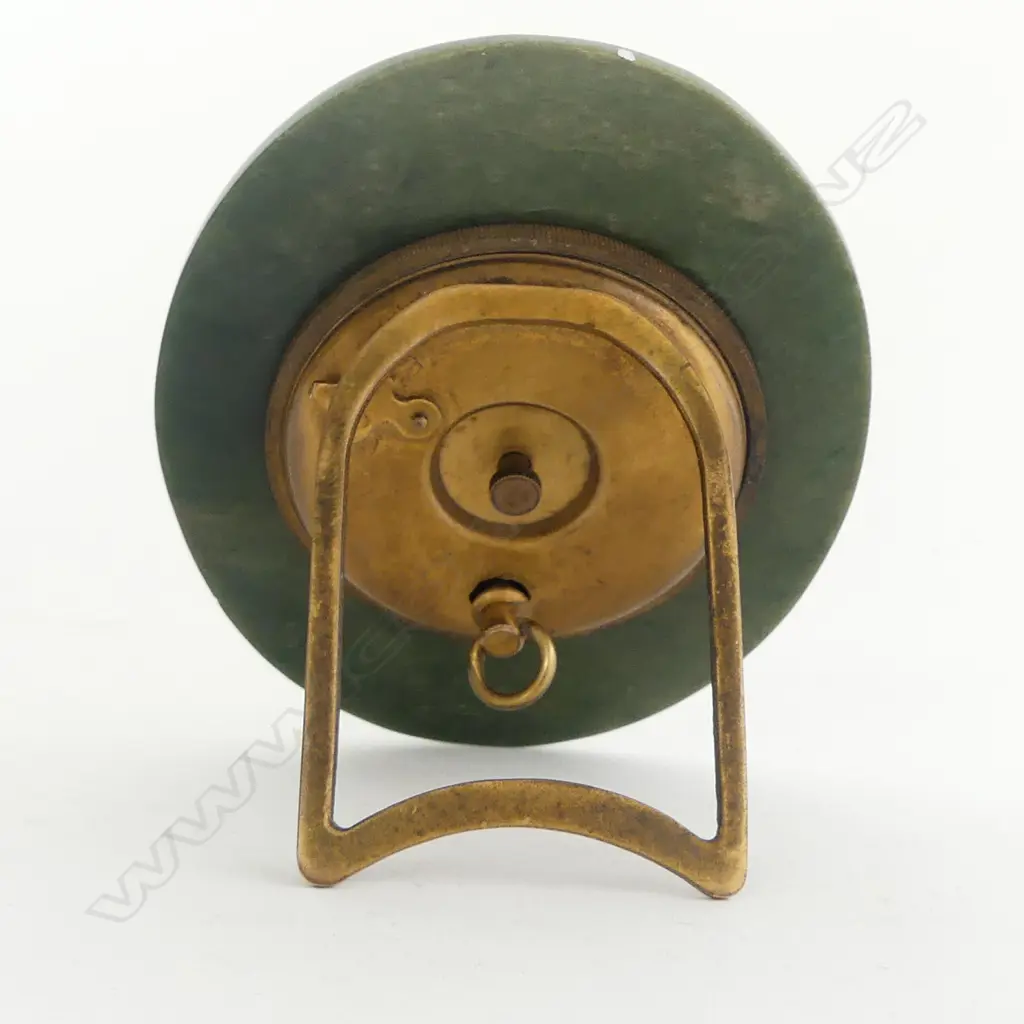 1930's SWISS 8-DAY DESK CLOCK IN NEPHRITE FRAME H.98mm Image 1++