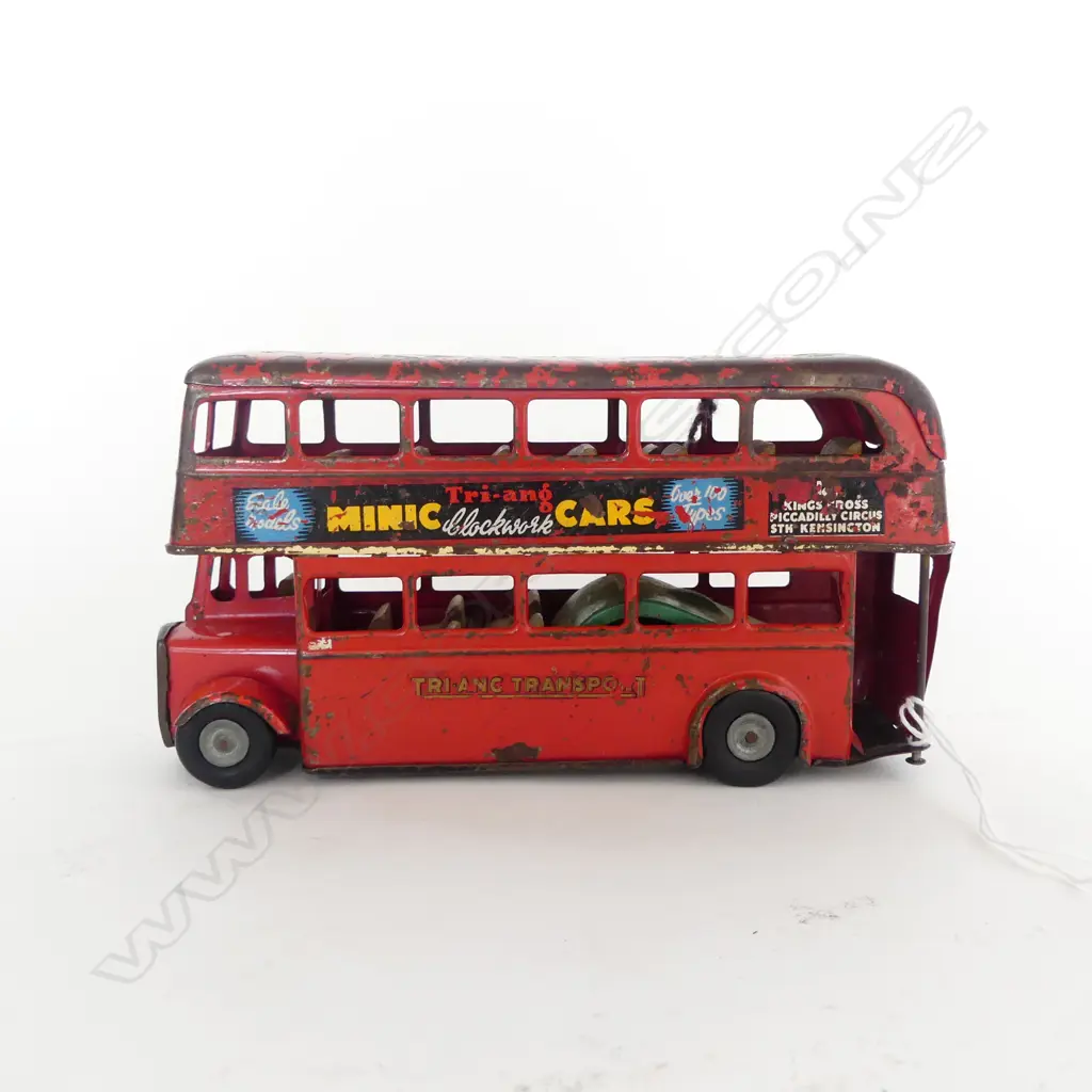 VINTAGE TRI-ANG DOUBLE DECKER BUS H.100mm Image 1++