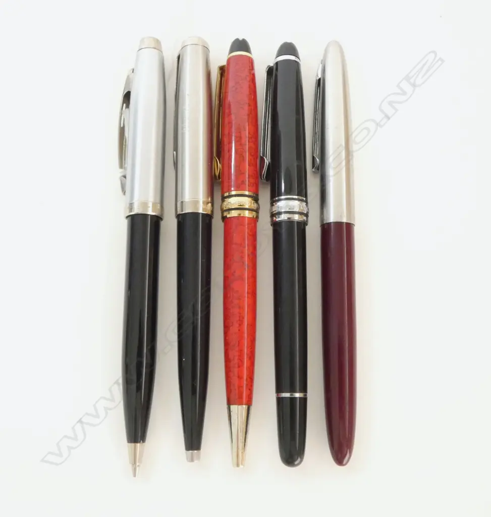 5 VINTAGE PENS; 2 MONT BLANC, PARKER & SHAEFFER (all need new cartridges) Image 1++