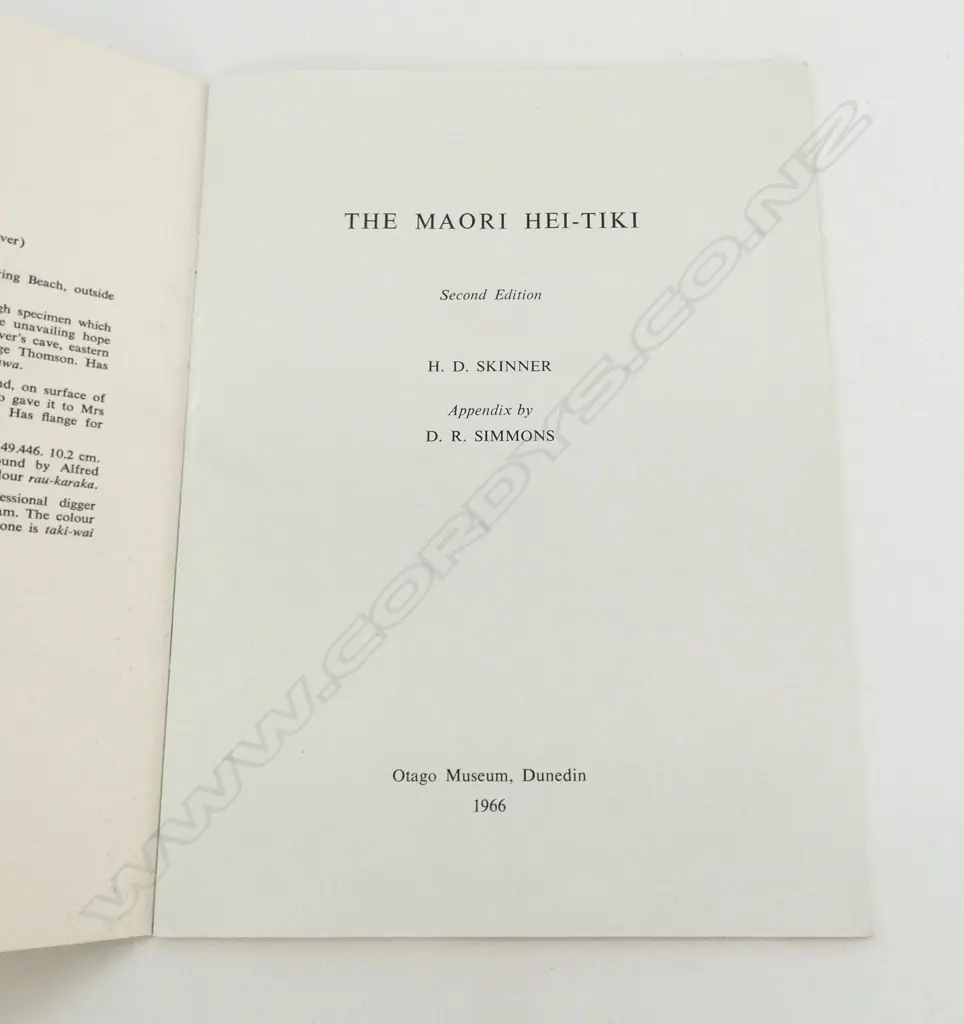 BOOKLET 'HEI-TIKI' 1966 OTAGO MUSEUM publication 2nd ed. by H.D. Skinner Image 1++