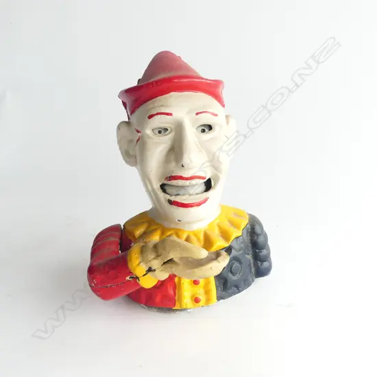 REPRO CAST IRON CLOWN MONEY BOX H.170mm