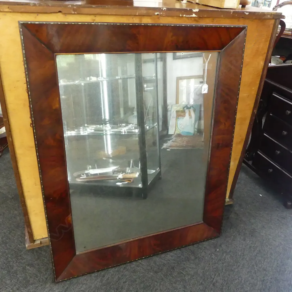 REGENCY  MIRROR, FLAME MAHOGANY FRAME w FINE INLAID BORDER 935x765mm Image 1++