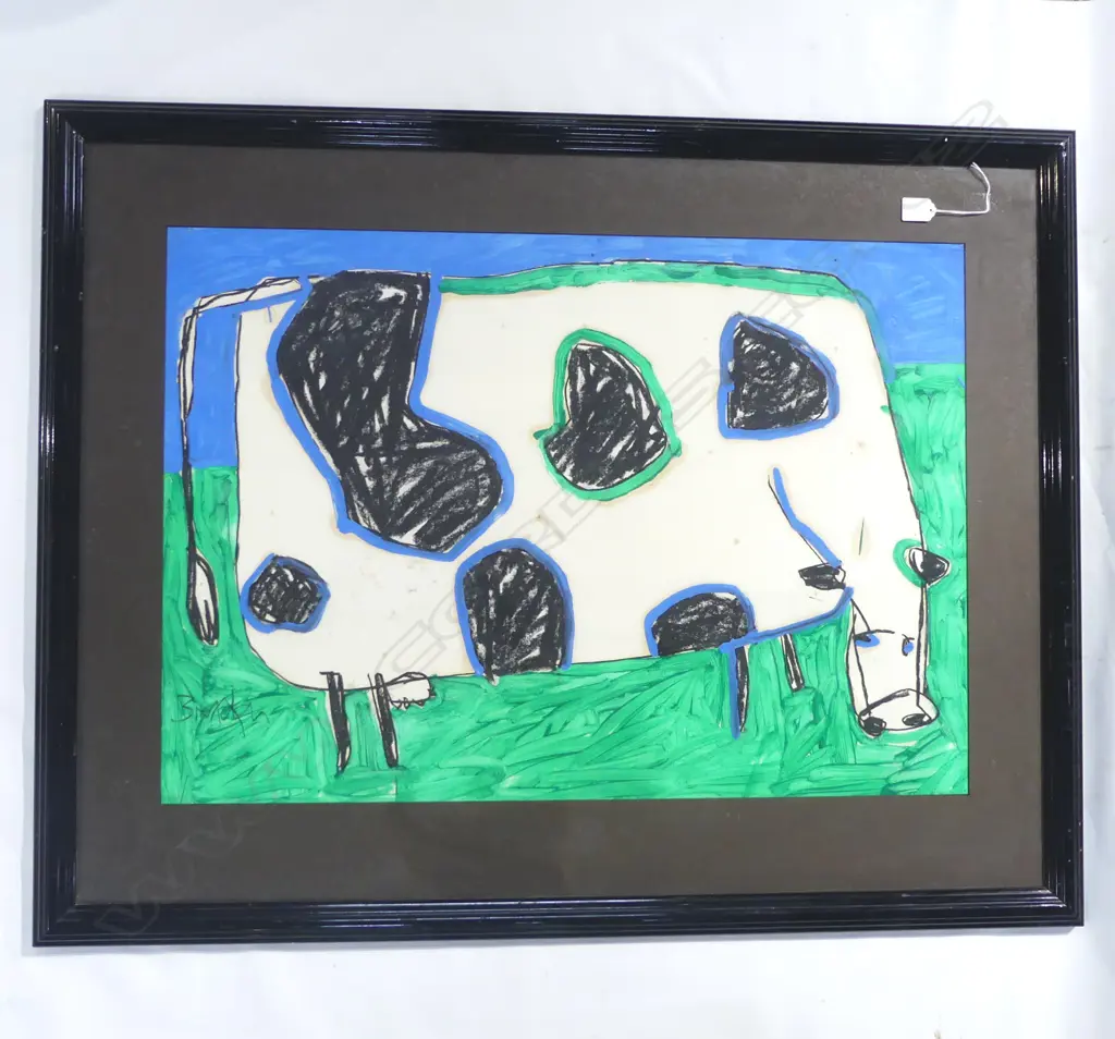 BRENDAN McGORRY (NZ b.1966), ABSTRACT COW, MIXED MEDIA ON PAPER 580x830mm Image 1++