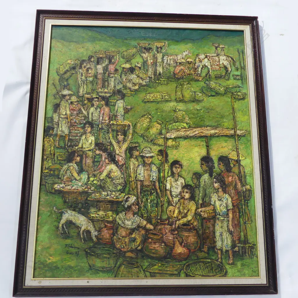 LG SIGNED BALINESE ARTWORK, OIL ON BOARD 950x765mm... Image 1++