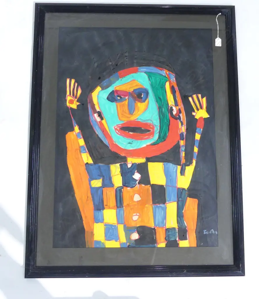 BRENDAN McGORRY (NZ b.1966), FIGURE w. HANDS RAISED, MIXED MEDIA ON PAPER 880x630mm Image 1++