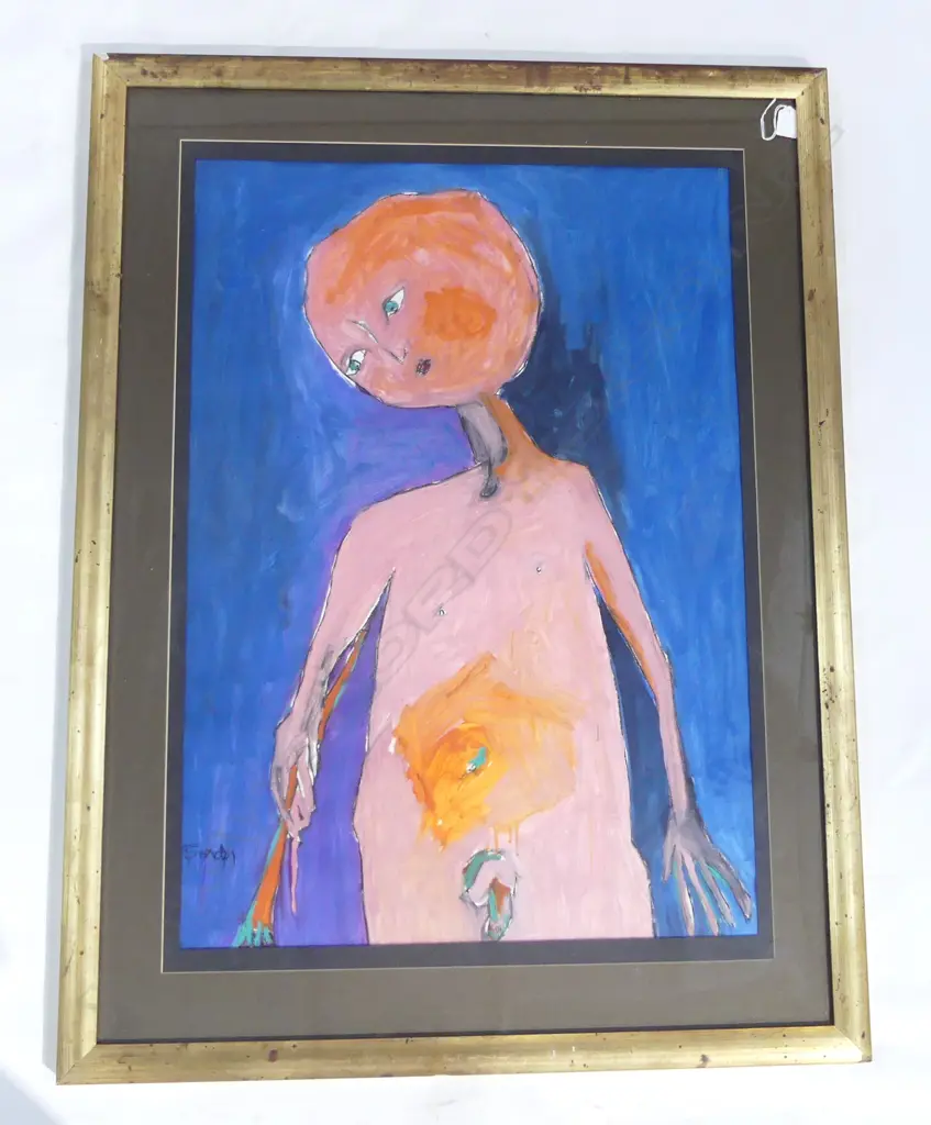 SIGNED ARTWORK, ABSTRACT NUDE FIGURE, ACRYLIC ON PAPER, 845x595mm Image 1++