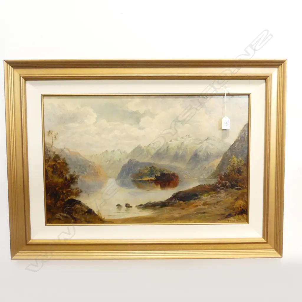 THOMAS REGINALD ATTWOOD, LAKE MANAPOURI, OIL ON BOARD, 370x590mm Image 1++