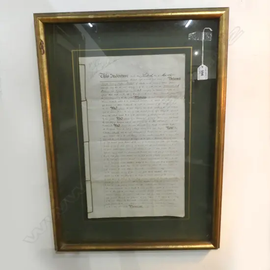2 FRAMED INDENTURES (1890) 480x300mm + UNFRAMED MORTGAGE C.1900