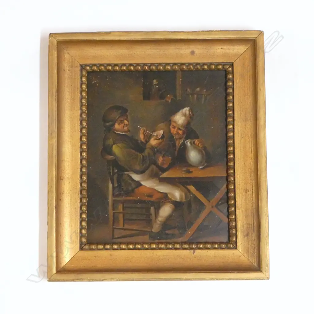 19thC TAVERN SCENE, OIL on TIN, 205x165mm Image 1++