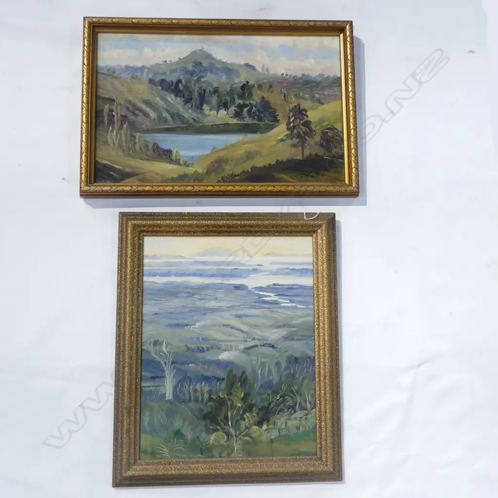 2 F. STEELE LANDSCAPE OILS; ORAKEI BASIN 1958 340x545mm, OTHER 460x360mm Image 1++