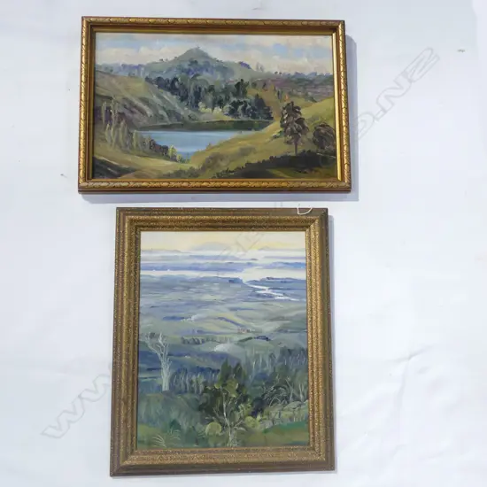 2 F. STEELE LANDSCAPE OILS; ORAKEI BASIN 1958 340x545mm, OTHER 460x360mm