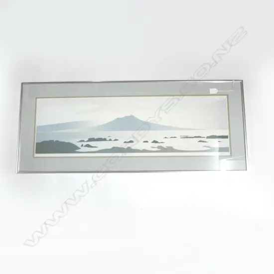 MALCOLM WARR 'RANGITOTO FROM TAKAPUNA' SCREEN PRINT '82 178/200 265x855mm FOXING
