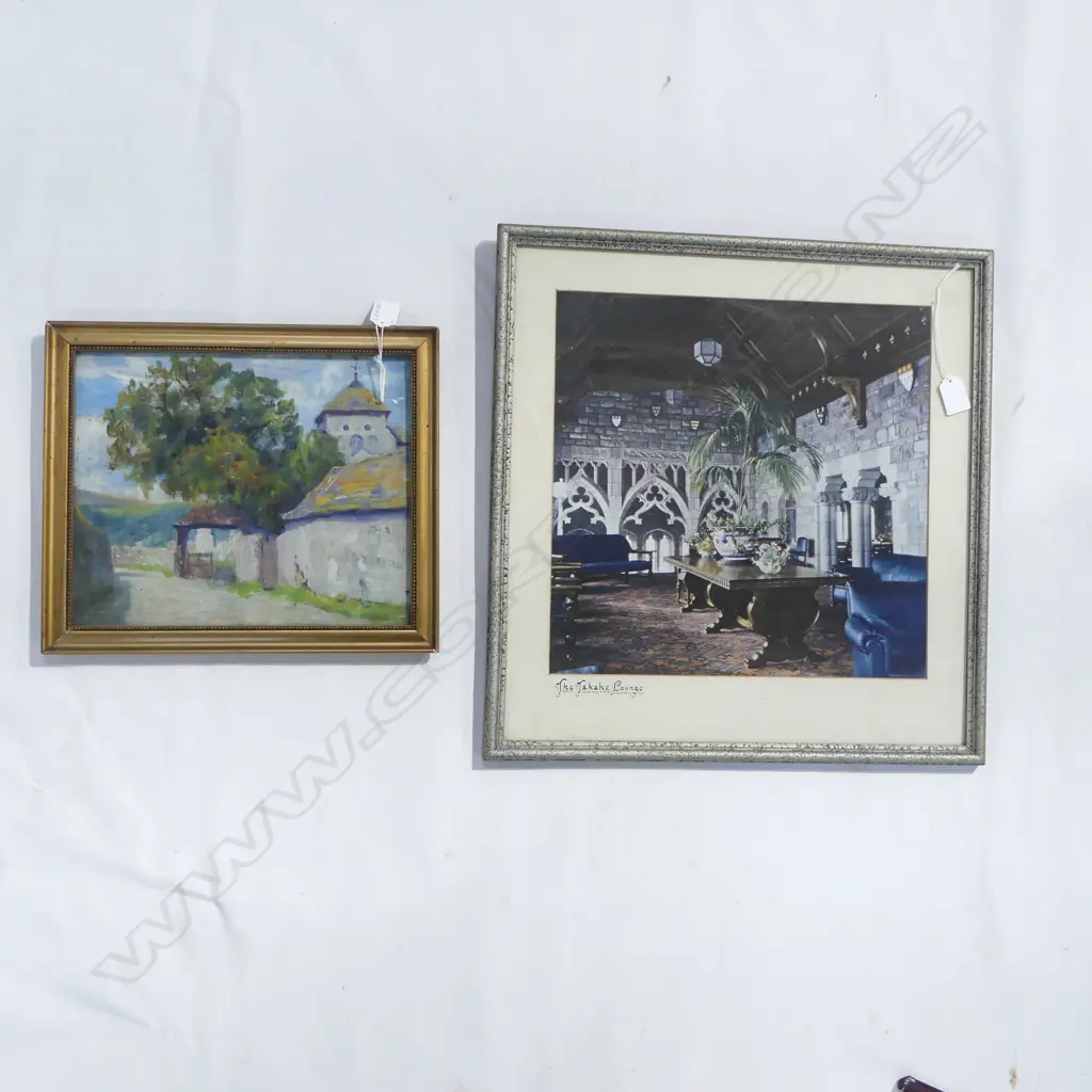 'THE TAKAHE LOUNGE' PRINT 350x360mm + VILLAGE OIL 245x300mm Image 1++