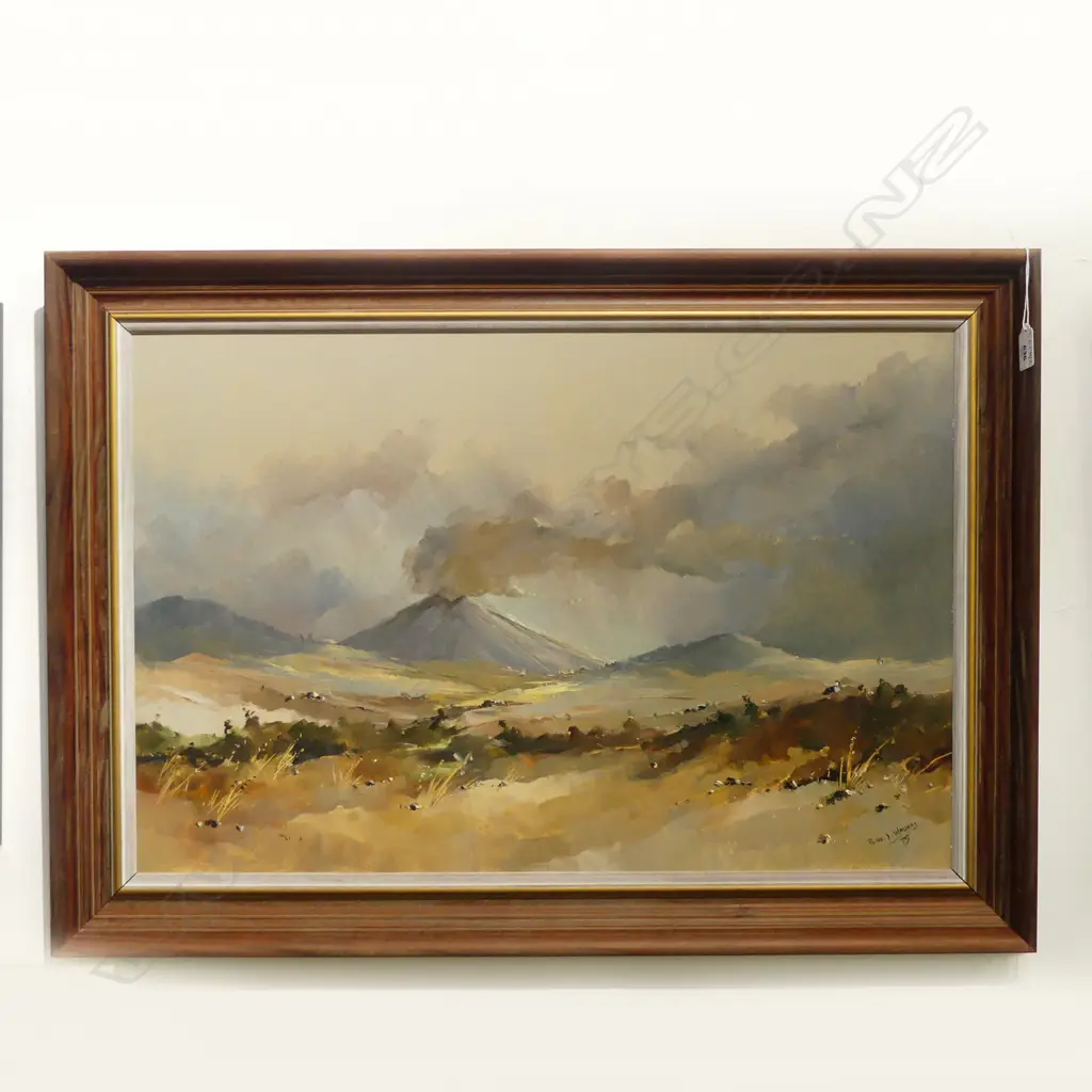 PETER J. WALLERS, MT. NGAURUHOE 1974 ERUPTION, OIL ON BOARD '75 440x670mm Image 1++