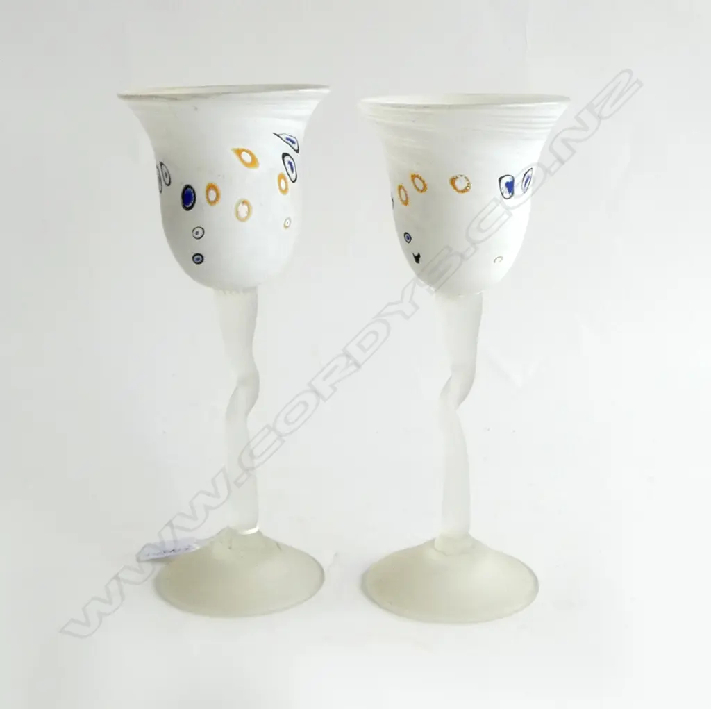 PR LYNETTE CAMPBELL ART GLASS GOBLETS 2003 H.260mm Image 1++