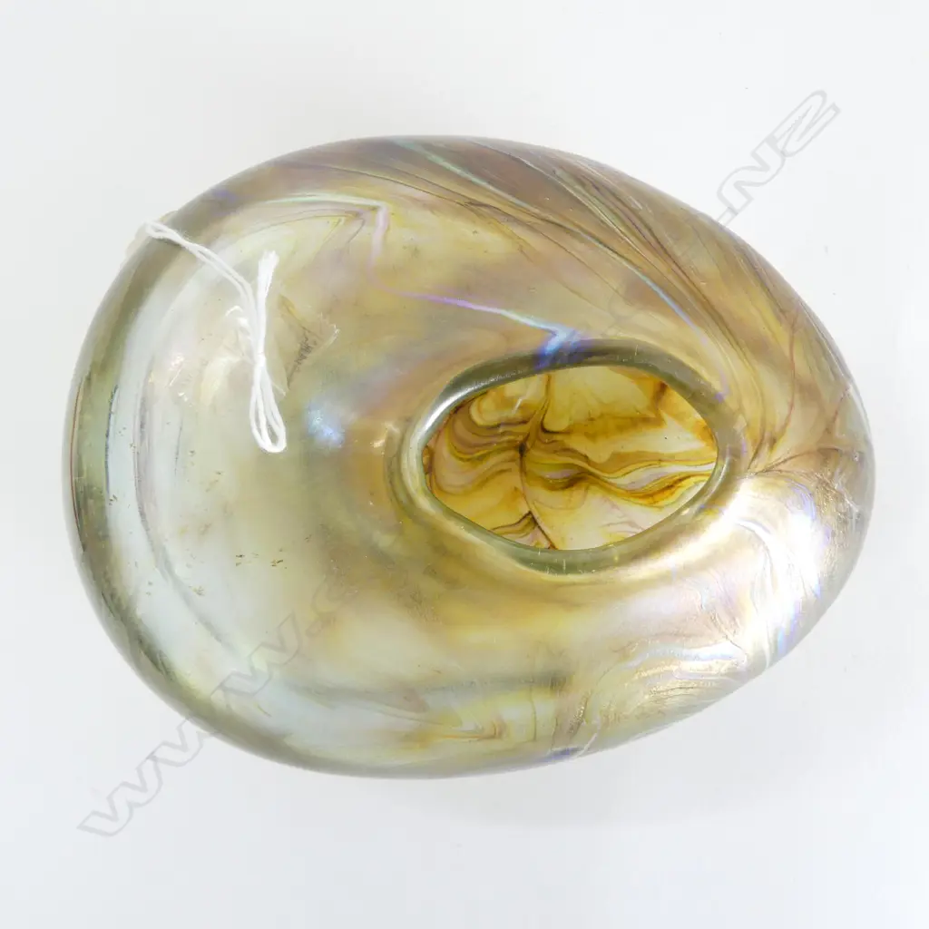 PETER LAYTON (BRITISH) 'PEBBLE' ART GLASS IRREDSCENT VASE signed & dated 1987 Image 1++