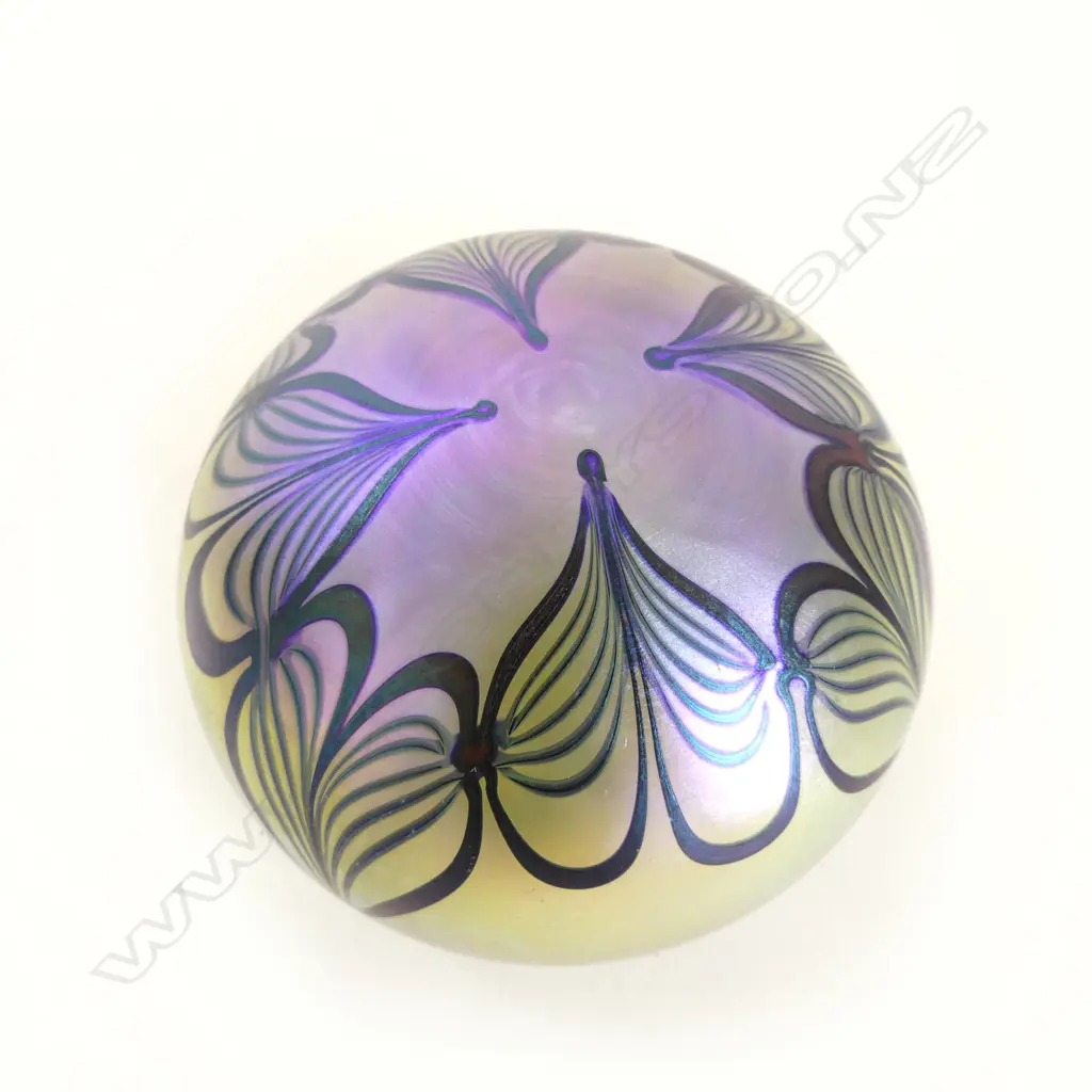 BOXED ORIENT & FLUME ART GLASS PAPERWEIGHT; 508 H, 1973, MARK TO BASE Image 1++