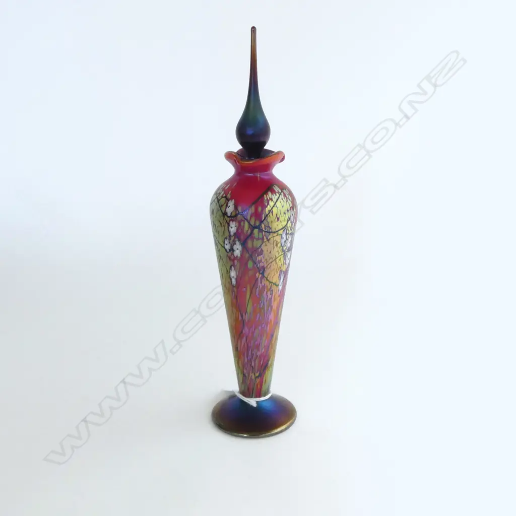BOXED OKRA 'FOREST FIRE' ART GLASS SCENT BOTTLE 2002 H.285mm Image 1++