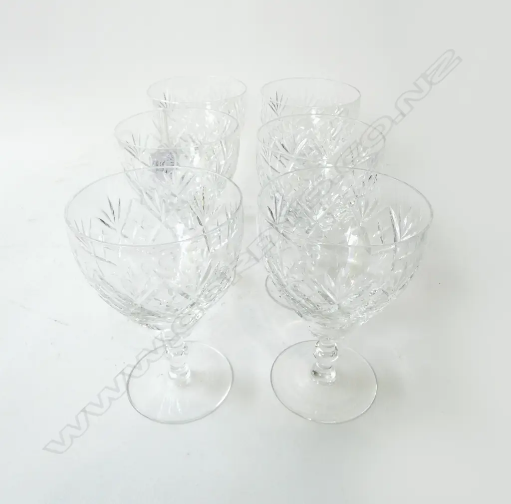 SET OF 6 WEBB CORBETT ‘GEORGAIN’ CUT CRYSTAL WINE GLASSES 250ML Image 1++